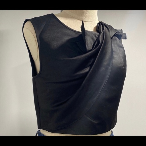 Erin Fetherston (Anthro) Dressy Navy Crop Top - Picture 1 of 9